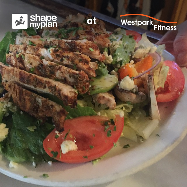cajun chicken salad chicken and salad on a plate westpark fitness recipe of the week