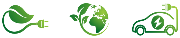 environmentally friendly gym in dublin three green icons showing a leaf and plug socket and globe and car icon being eco friendly