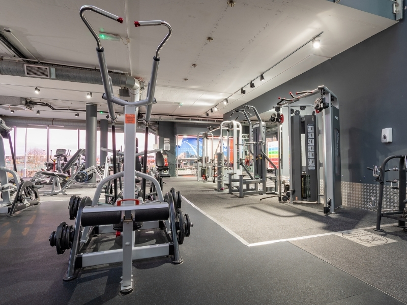 exercise equipment on gym floor