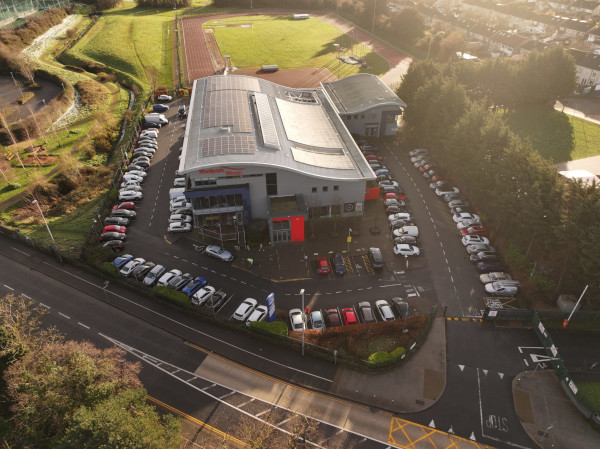 drone view of solar panels on westpark fitness roof in tallght